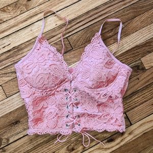 Pink Lace Crop Top